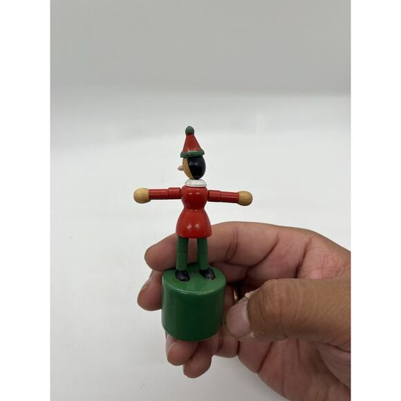 Pinocchio Wooden Collapsing Push Button Puppet Midwest Of Cannon Falls - Picture 3 of 5